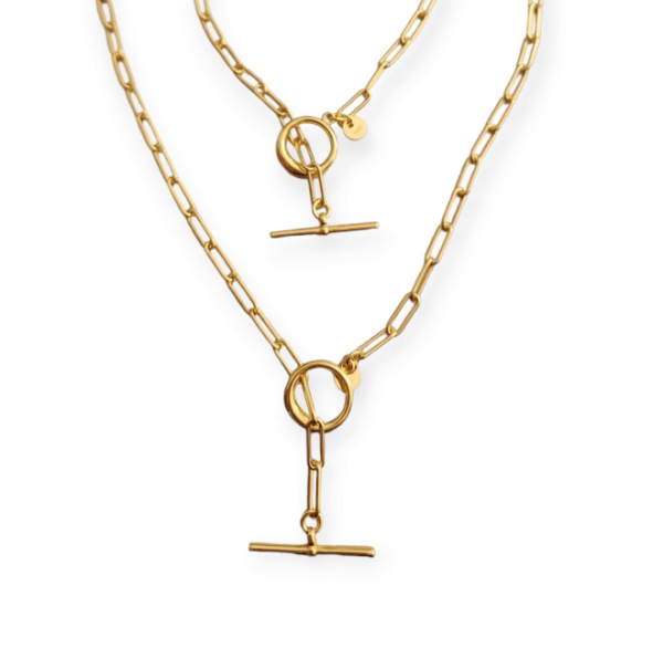 Gold Toggle Clasp Paperclip Necklace