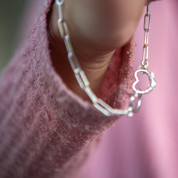 Paperclip Bracelet with Intertwined Heart Clasp